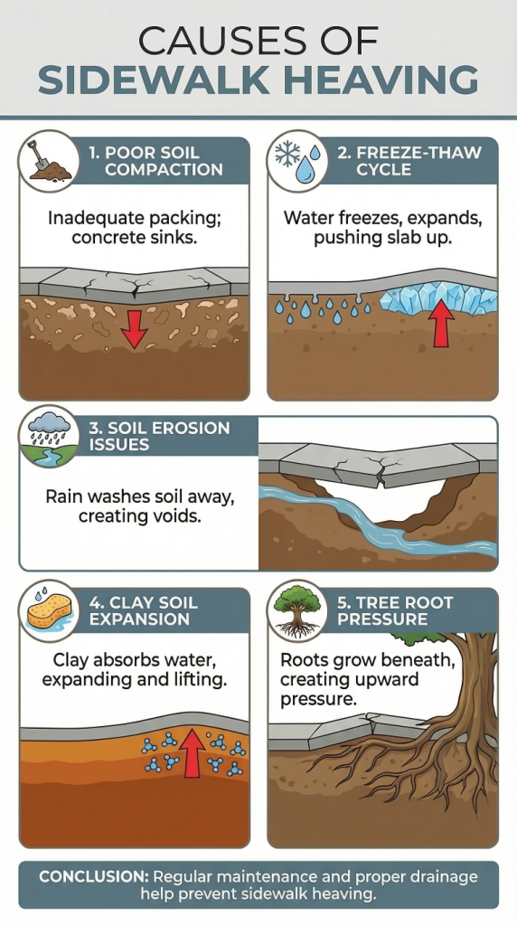 Sidewalk heaving causes